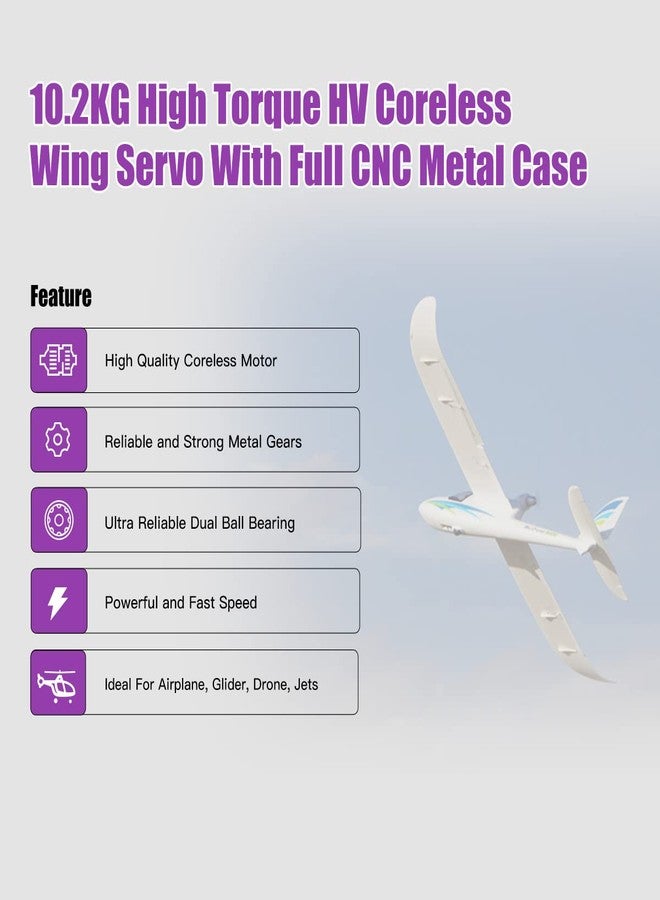 AGFRC 10.2KG High-Torque Micro RC-Wing-Servo - Digital CNC Thin Metal Gear Digital Coreless Servo Motor for Airplane Glider(A27CHR) - Image 5